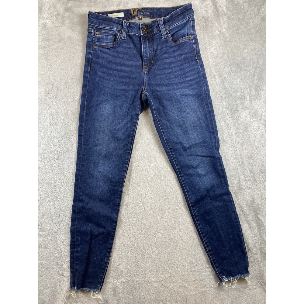 Kut From The Kloth Women Jeans Size 2 Blue Carlo Ankle‎ Skinny Raw Hem Mid Rise